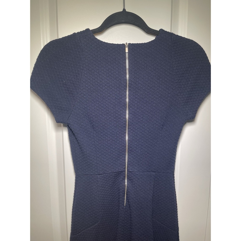 Womens Banana Republic Navy Blue Zipper Cap Sleeve A‎ Line  Dress Size 0 - Picture 5 of 11
